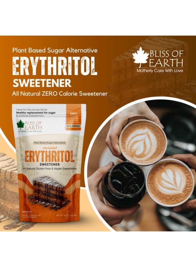 BLISS OF EARTH 1lb Erythritol Sweetener 454g, 100% Natural 1:1 Sugar Substitute, Zero Calorie, Diabetic and Keto Friendly, Sugar Free Sweetener for Baking, Tea and Coffee - Image 2