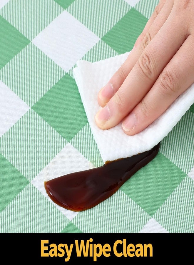 Smiry Rectangle Picnic Table Cloth, Elastic Waterproof Fitted Vinyl Tablecloths, Flannel Backed Buffalo Plaid Table Covers for Dining, Camping, Outdoor (Sage Green and White, 30" x 72") - Image 4