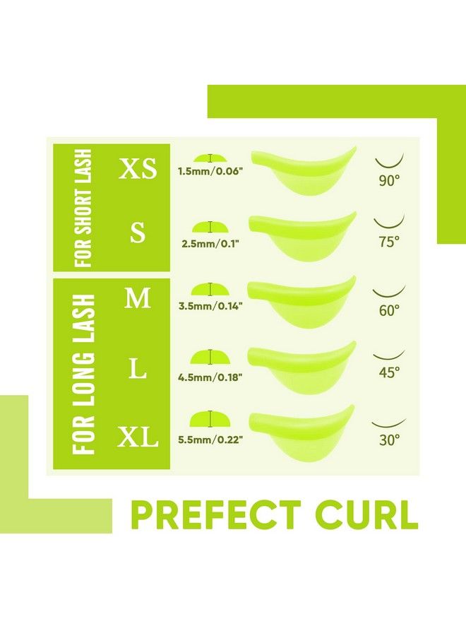 PERMANIA Silicone Curler Pad，Permania 10Pcs/5Sizes For Lash Perm Kit Reusable Soft C & D Curls Eyelash Lifting Rod Makeup Beauty Tool Lash Lift Pads (Green) - Image 4