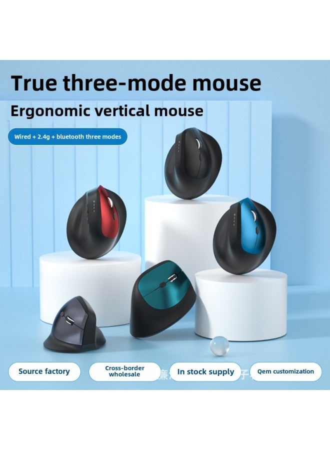 Ergonomic Charging Three-mode 2.4G Mouse For IPad Office Vertical Wireless Vertical Mouse-Color:Dry Battery Model Dual-mode Wireless (space Gray) - Image 4