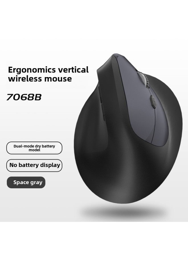 Ergonomic Charging Three-mode 2.4G Mouse For IPad Office Vertical Wireless Vertical Mouse-Color:Dry Battery Model Dual-mode Wireless (space Gray) - Image 1