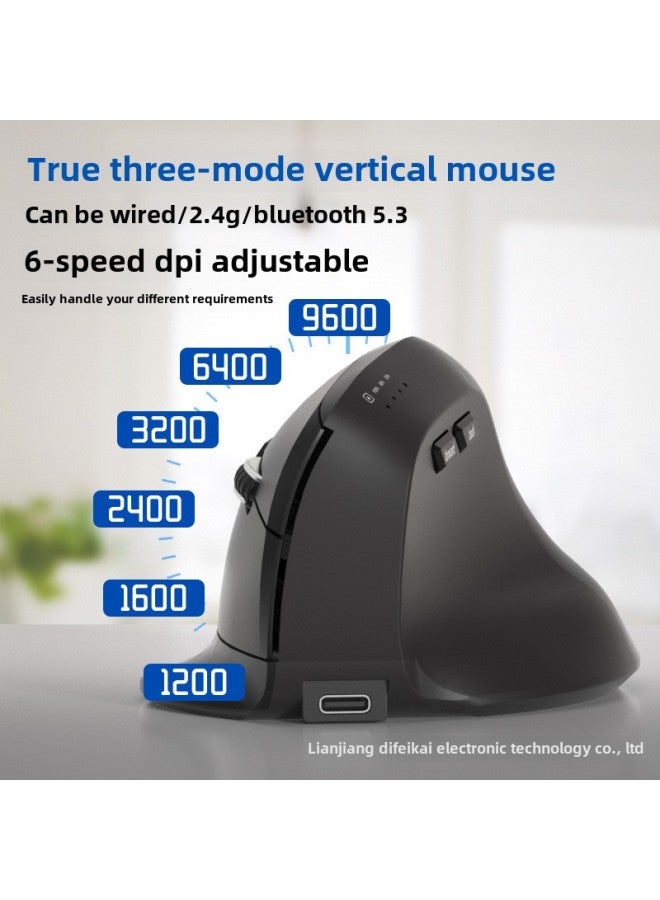 Ergonomic Charging Three-mode 2.4G Mouse For IPad Office Vertical Wireless Vertical Mouse-Color:Dry Battery Model Dual-mode Wireless (space Gray) - Image 5
