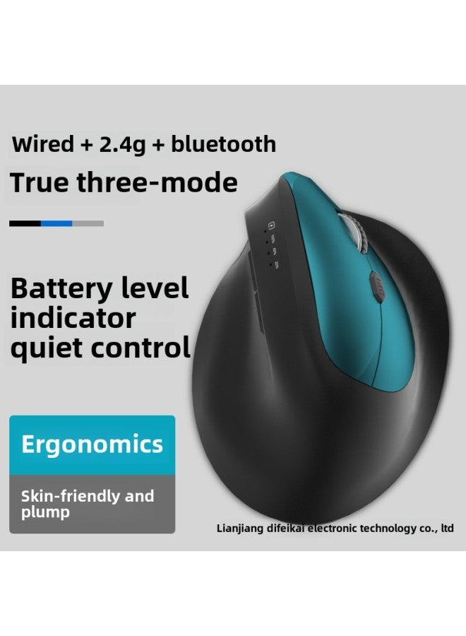 Ergonomic Charging Three-mode 2.4G Mouse For IPad Office Vertical Wireless Vertical Mouse-Color:Dry Battery Model Dual-mode Wireless (space Gray) - Image 2