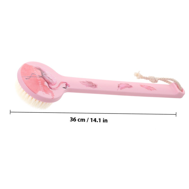 Long Handle Bath Scrubber Printed Soft Body Brush Exfoliating Shower Brush (Flamingo) - Image 2