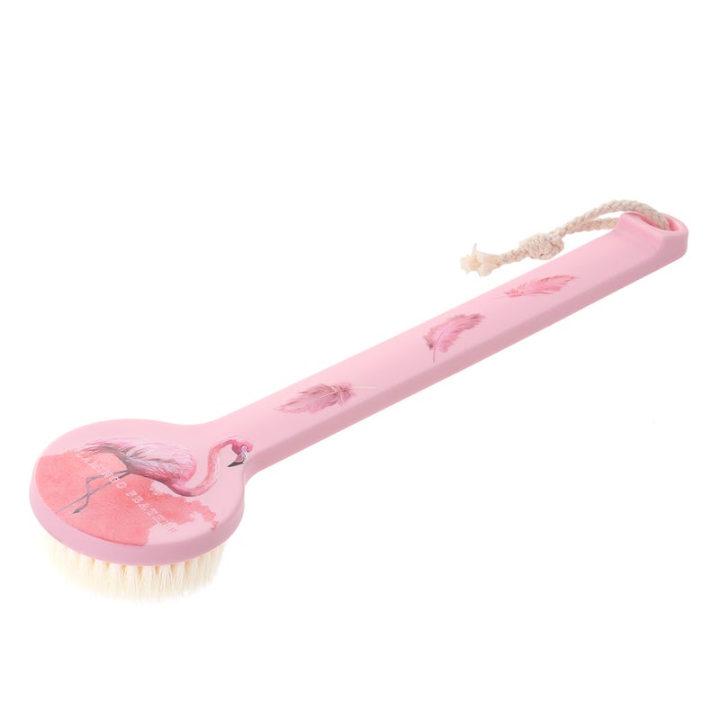 Long Handle Bath Scrubber Printed Soft Body Brush Exfoliating Shower Brush (Flamingo) - Image 1