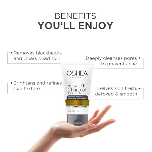Oshea Herbals Activated Charcoal Face Scrub for All Skin Types | For Whitening, Youthful & Anti Black Heads | Enriched with Licorice Extracts | Paraben, Silicon & Mineral Oil Free - 120g - Image 3