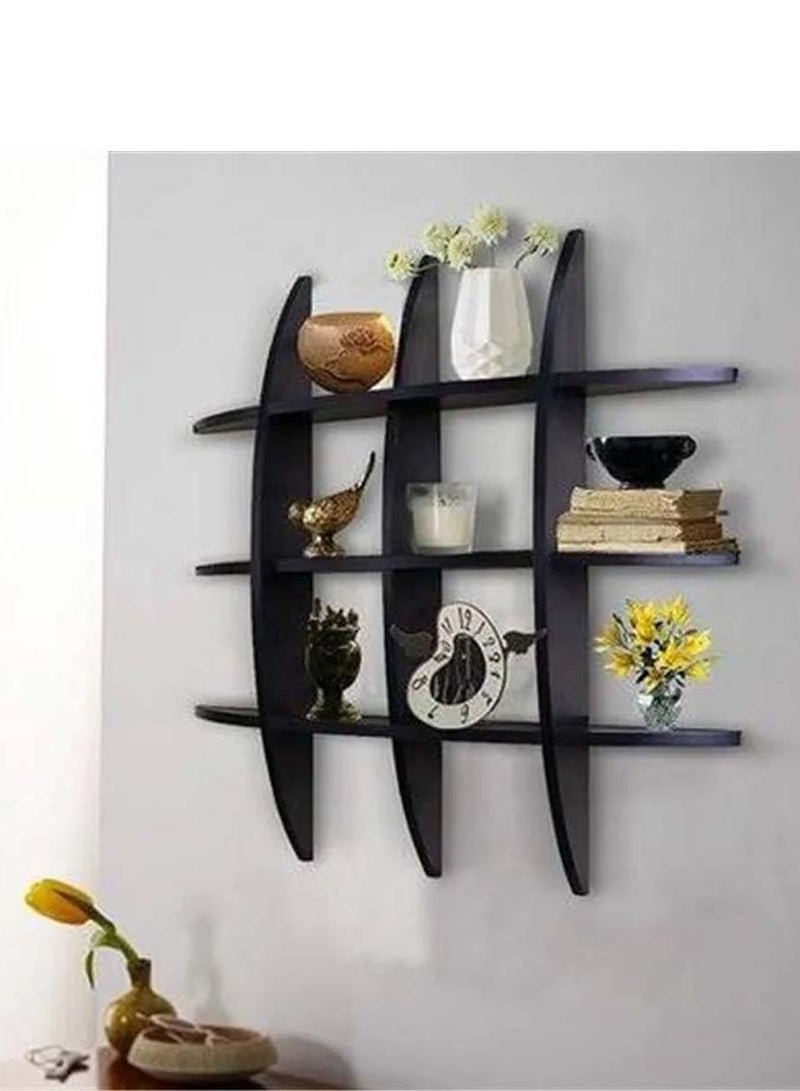 co arma Black Hashtag Design Wooden Wall Hanging Shelves - Image 4