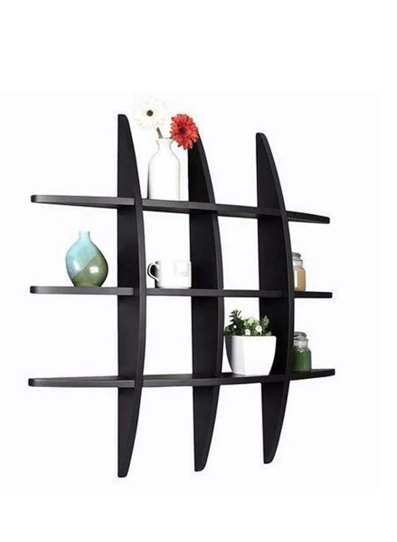 co arma Black Hashtag Design Wooden Wall Hanging Shelves - Image 2