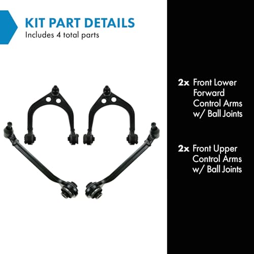 TRQ Front Upper Control Arm with Ball Joint Set Compatible with 2005-2014 Chrysler 300 2008-2018 Dodge Challenger 2006-2018 Charger 2005-2008 Magnum - Image 2
