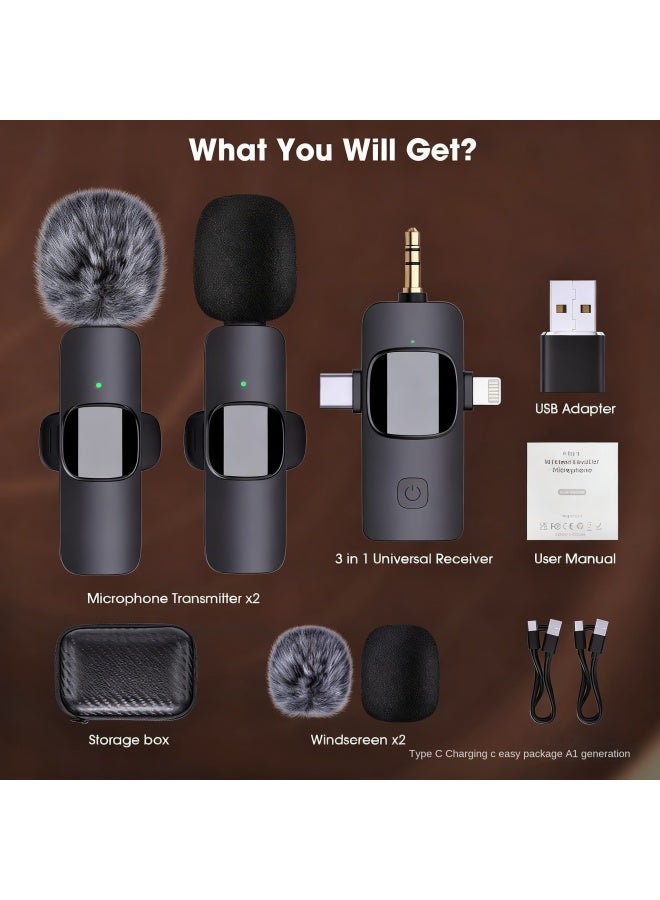 Neutral K15 Three-in-one Wireless Lavalier Microphone 2.4g Phone Mini Noise Reduction Recording Microphone - Image 2