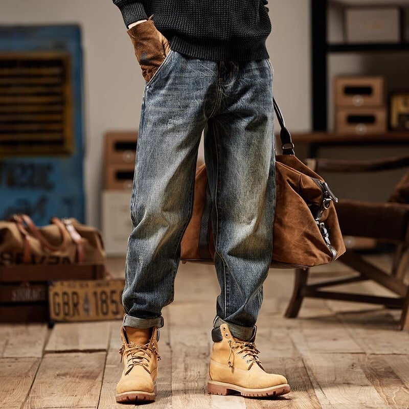 Unisex Classic Denim Jeans Loose Fit Daily Outdoor Wear - Image 3