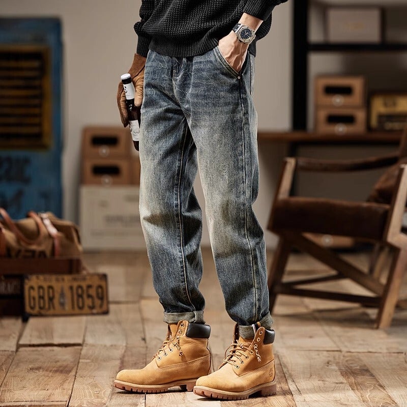 Unisex Classic Denim Jeans Loose Fit Daily Outdoor Wear - Image 4