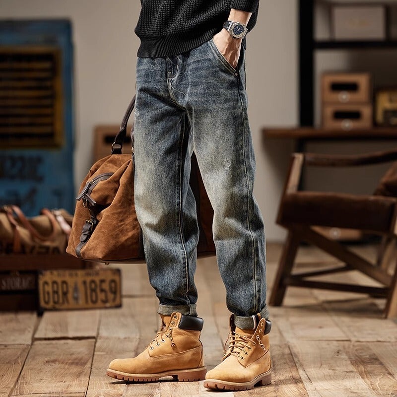 Unisex Classic Denim Jeans Loose Fit Daily Outdoor Wear - Image 1