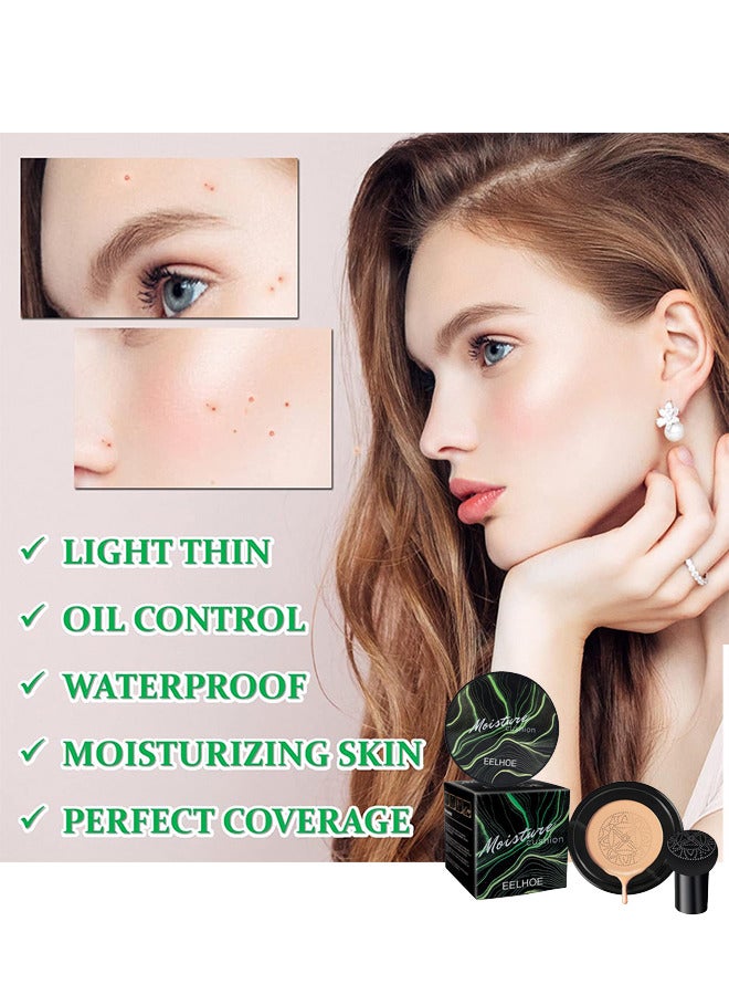 EELHOE Mushroom Head Air Cushion BB Cream Foundation CC Cream Foundation Makeup Moisturizing BB Cream Liquid Foundation, Concealer Lasting Makeup Foundation Even Skin Tone Makeup Base Primer(Brunet Brown) - Image 3