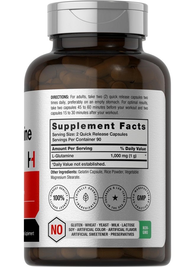 Horbäach Horbaach L Glutamine Capsules 1000mg | 180 Powder Pills | Supplement for Women and Men | Pre Workout & Post Workout | Non-GMO & Gluten Free - Image 2