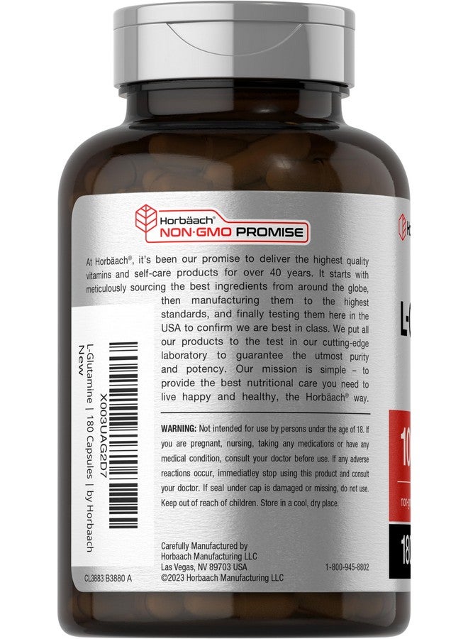 Horbäach Horbaach L Glutamine Capsules 1000mg | 180 Powder Pills | Supplement for Women and Men | Pre Workout & Post Workout | Non-GMO & Gluten Free - Image 3
