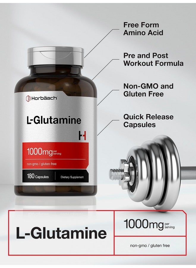 Horbäach Horbaach L Glutamine Capsules 1000mg | 180 Powder Pills | Supplement for Women and Men | Pre Workout & Post Workout | Non-GMO & Gluten Free - Image 4