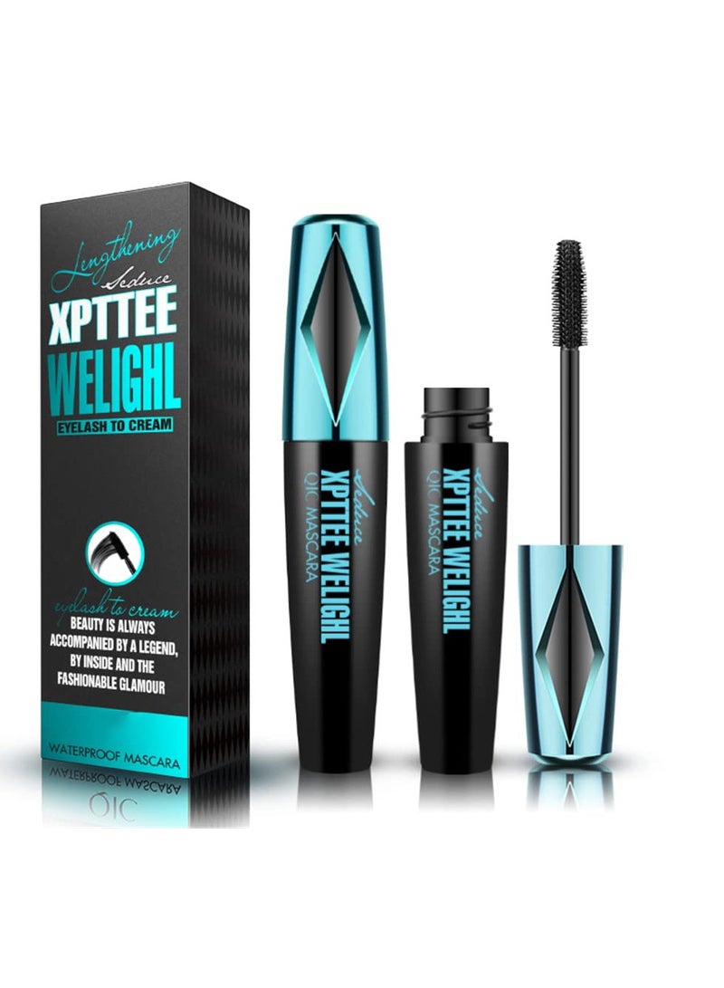 Excefore 4D Silk Fiber Eyelash Mascara, Extra Long Thick Voluminous Lash Mascara, Long-Lasting Waterproof Mascara for Makeup, No Flaking Smudge Proof Mascara, Black - Image 1