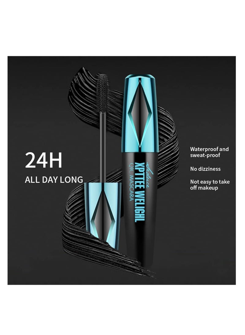 Excefore 4D Silk Fiber Eyelash Mascara, Extra Long Thick Voluminous Lash Mascara, Long-Lasting Waterproof Mascara for Makeup, No Flaking Smudge Proof Mascara, Black - Image 3