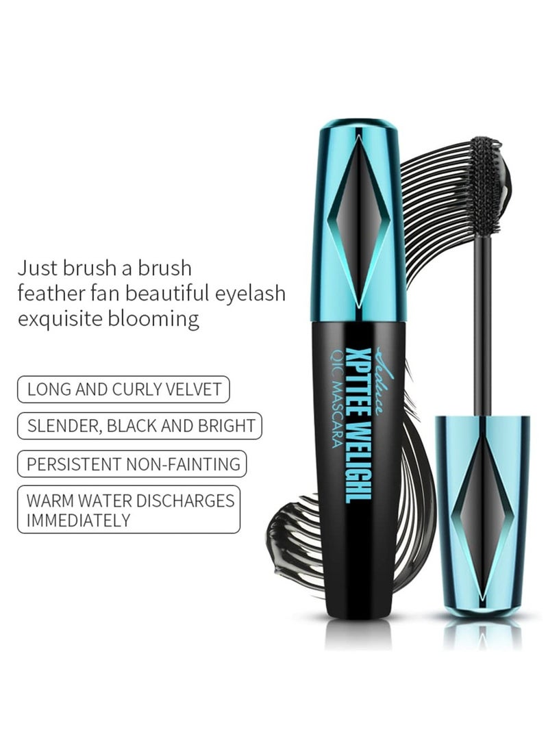 Excefore 4D Silk Fiber Eyelash Mascara, Extra Long Thick Voluminous Lash Mascara, Long-Lasting Waterproof Mascara for Makeup, No Flaking Smudge Proof Mascara, Black - Image 2