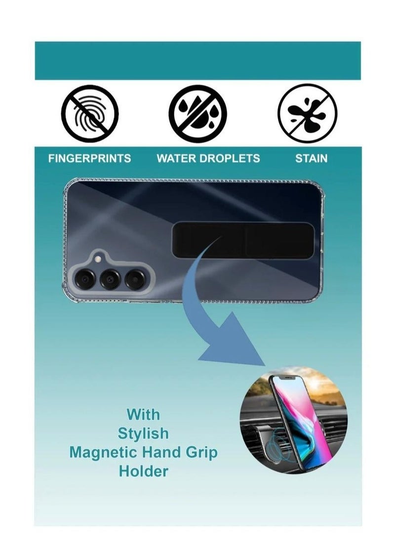 ARMOR Case Cover For Samsung Galaxy A16 With Magnetic Hand Grip 3 in 1 Clear / Black - Image 3