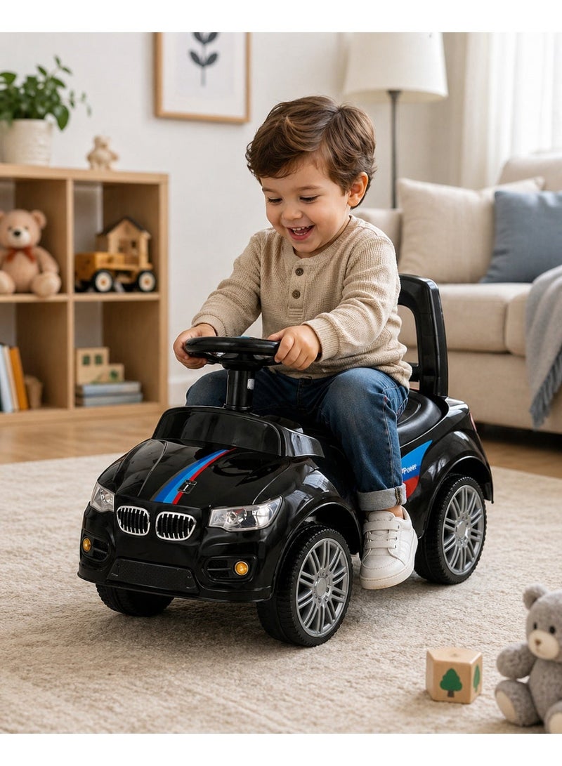 STORE 7 Ride-on and push car toy for children – steering wheel with horn and music – comfortable backrest, storage under the seat, fixed wheels for indoor and outdoor use – develops motor skills in children aged 2 years and above. 56 x 27 x 35 cm - Image 2