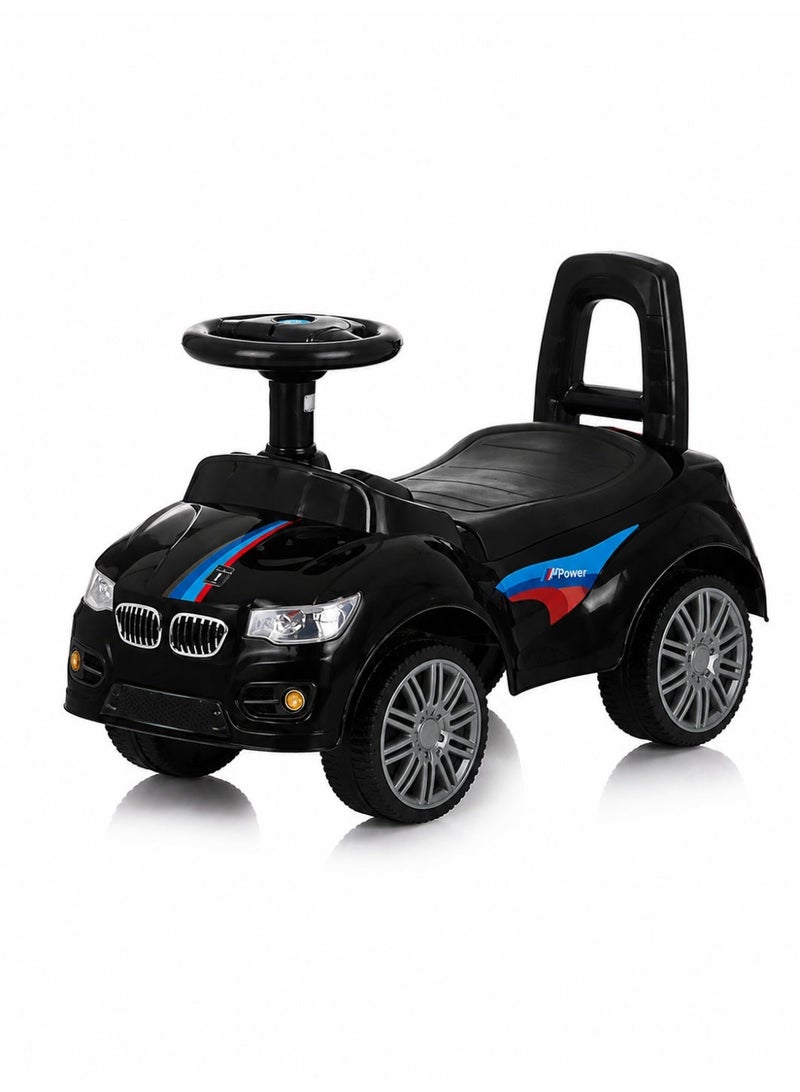 STORE 7 Ride-on and push car toy for children – steering wheel with horn and music – comfortable backrest, storage under the seat, fixed wheels for indoor and outdoor use – develops motor skills in children aged 2 years and above. 56 x 27 x 35 cm - Image 3
