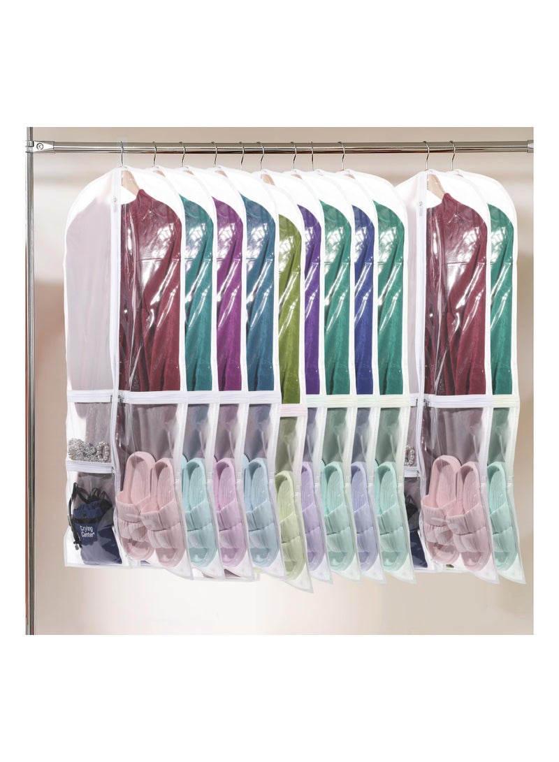 4 Pack Garment Bags for Dance Costumes Kids 40 Inch Clothing Bags for Hanging Clothes with 3 Clear Zipper Pocket Waterproof Garment Cover for Dance Competition, Travel, Closet Storage (White)  - Image 4