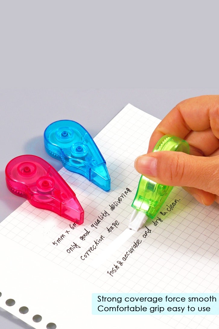 Share the Love Share The Love Correction Tape Pack – 3pcs White Out Correction Tape for School Students, Office Workers, Exam Papers, Crafts & Notebooks – Smooth & Clean Application  - Image 2