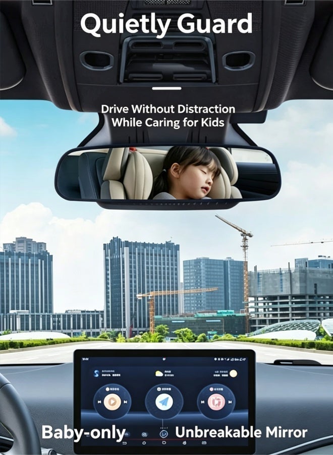 Razia Car Backseat Safety Mirror, Wide Rearview baby car mirror, Shatterproof Newborn Mirror with 360° Rotation, Black Frame Rear Facing Car Seat Mirror for Infant,23.5cm*15cm,Black - Image 3