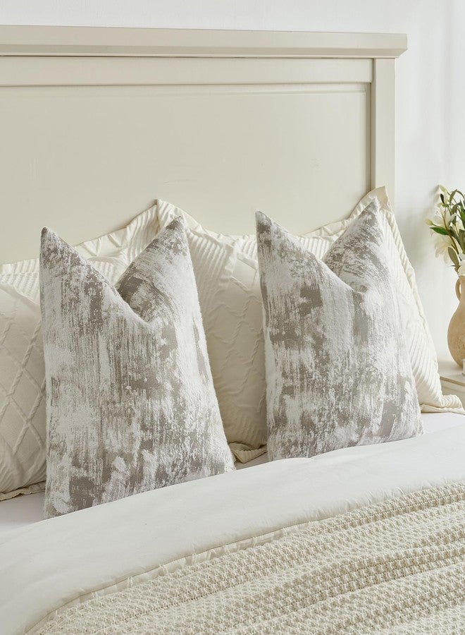 FUTEI Grey White Decorative Throw Pillow Covers 20x20 Inch Set of 2,Soft Faux Cashmere Jacquard - Textured & Cozy Cushion Case,Modern Home Decor for Couch Bed Living Room - Image 5