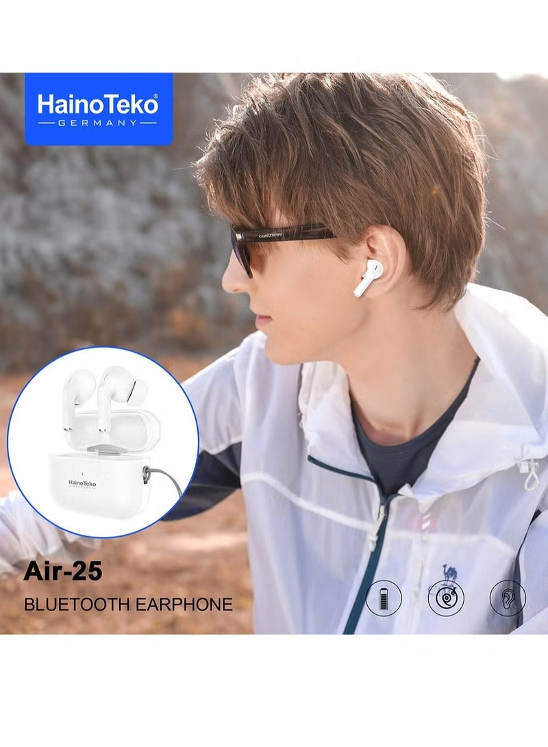 Haino Teko Air 25 True Wireless Bluetooth Earphones | Bass-Rich Sound & Super Clear Microphone for Calls | Bluetooth 5.0, Comfortable Fit, Long Battery Life, Ideal for Music & Hands-Free Calls - Image 3