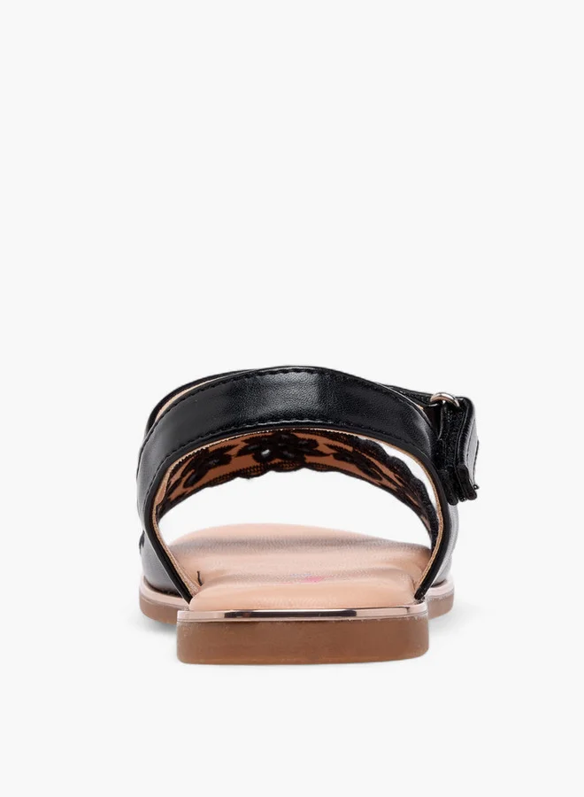 Little Missy Cutout Detail Sandals with Hook and Loop Closure
