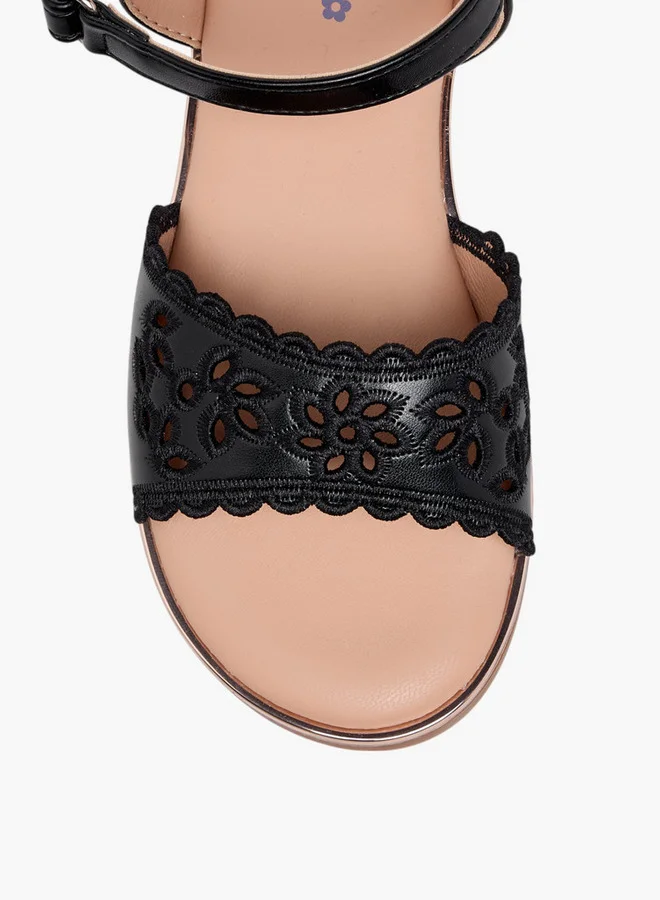 Little Missy Cutout Detail Sandals with Hook and Loop Closure