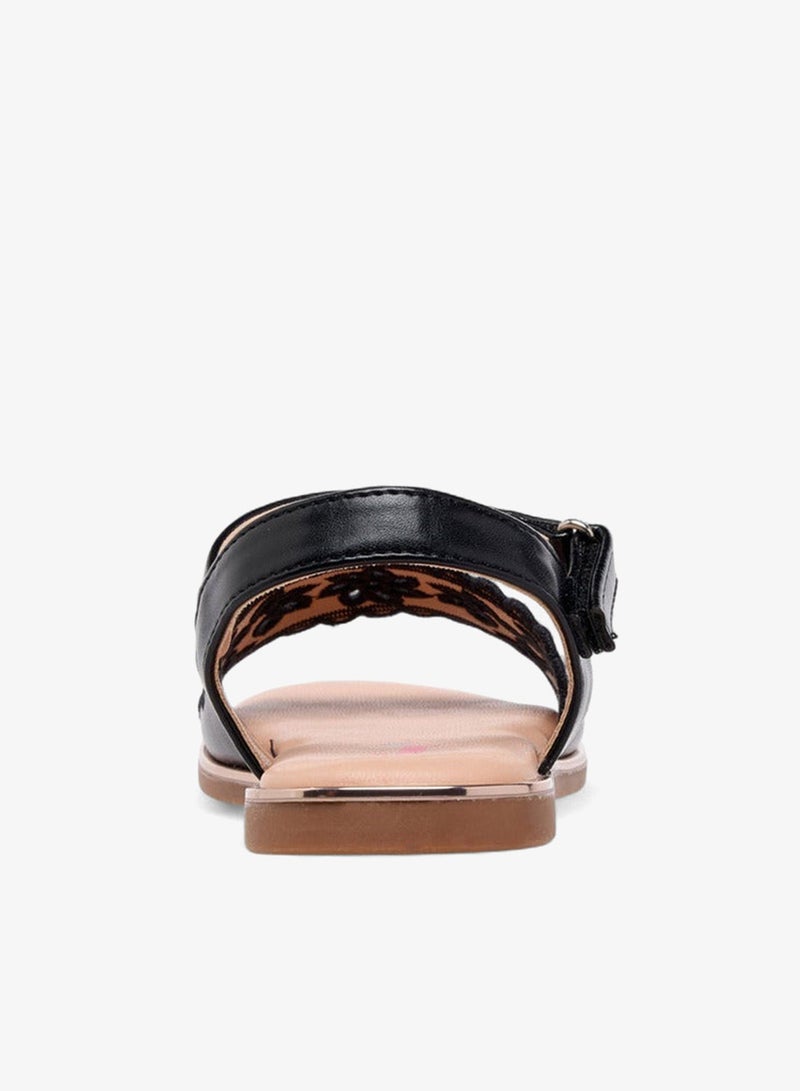 Little Missy Cutout Detail Sandals with Hook and Loop Closure - Image 4