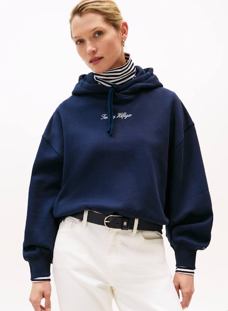 TOMMY HILFIGER Textured Logo Relaxed Hoody - Image 1