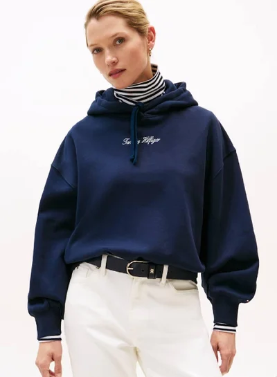 TOMMY HILFIGER Textured Logo Relaxed Hoody
