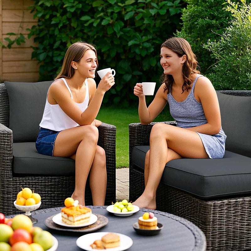 فابوداي Outdoor Chair Cushions Set - 22 x 22 Inch Waterproof u0026 Fade Resistant Patio Furniture with Removable Cover Deep Seat u0026 Back Pillow with Ties Replacement for Sunbrella Outside Sofa Couch Gray - Image 2
