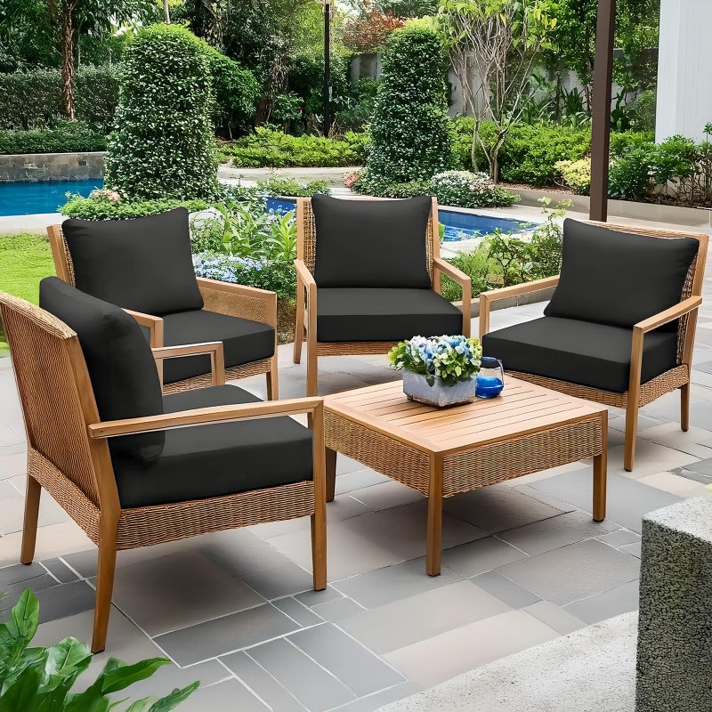 فابوداي Outdoor Chair Cushions Set - 22 x 22 Inch Waterproof u0026 Fade Resistant Patio Furniture with Removable Cover Deep Seat u0026 Back Pillow with Ties Replacement for Sunbrella Outside Sofa Couch Gray - Image 5