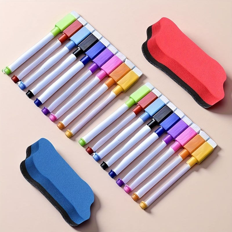 17pcs Dry Erase Marker Set 16 Pens with Magnetic Eraser Non Toxic Quick Drying - Image 3