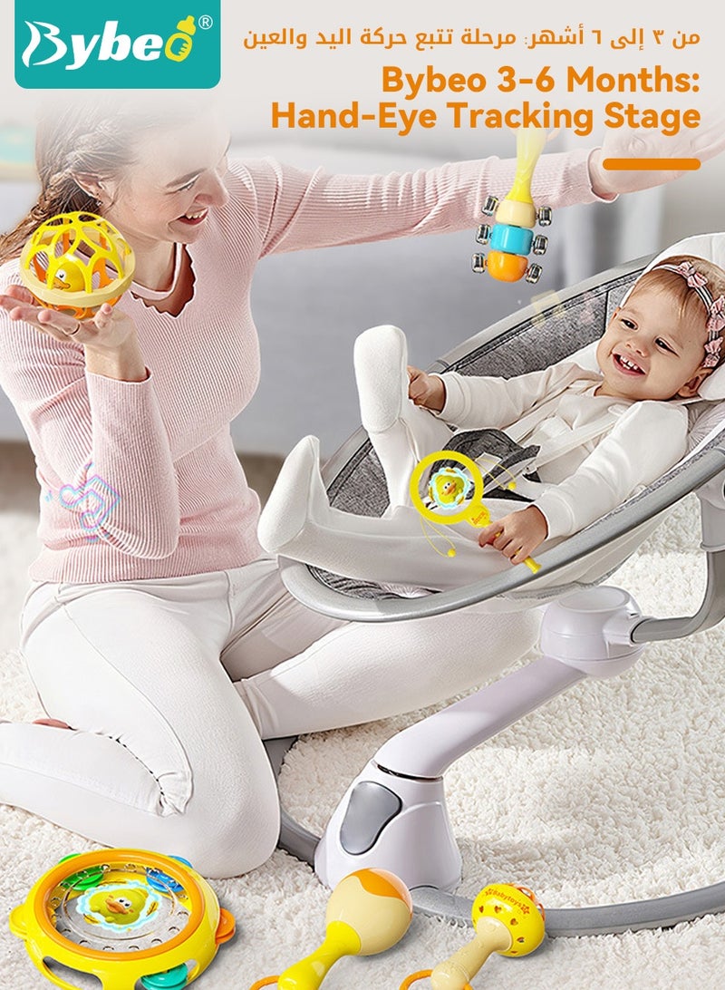 بيبو مجموعة ألعاب خشخيشة للأطفال مكونة من 9 قطع، ألعاب تسنين للأطفال الرضع مع مجموعة طبول موسيقية، ألعاب موسيقية للأطفال، هدايا ألعاب حسية لحديثي الولادة، مجموعة ألعاب تعليمية مبكرة للأولاد والبنات من عمر 0 ​​إلى 36 شهرًا - Image 4