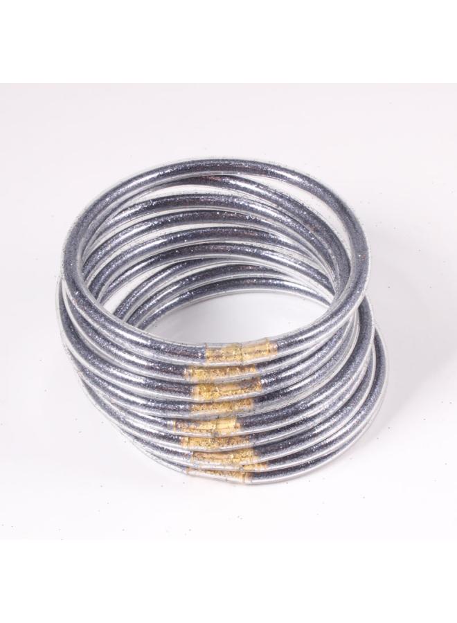 Pvc Silicone Tube Gold Powder Bracelet Jelly Bangles Bracelet 9 Pieces In A Group 
