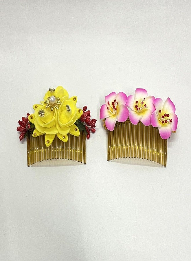 Maahal Hair Accessories For Women Stylish Bridal Juda Hair Style Accessories Bun Comb Clips For Hair Flower Asserories Wedding - Image 1