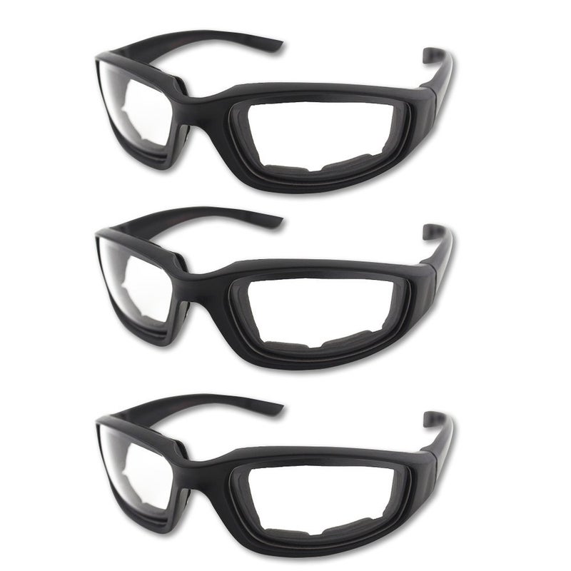 3 Pair Motorcycle Riding Glasses Padding Goggles UV Protection Dustproof WindproofMotorcycle Sunglasses with Clear Lens for Outdoor sports Actives