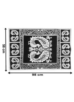 Kuber Industries Kuber Industries Peacock Print Fridge Cover With Side Pockets|Fridge Top Cover|Refrigerator Cover|Washable Cotton Material|6 Utility Pockets (Black)  - Image 4