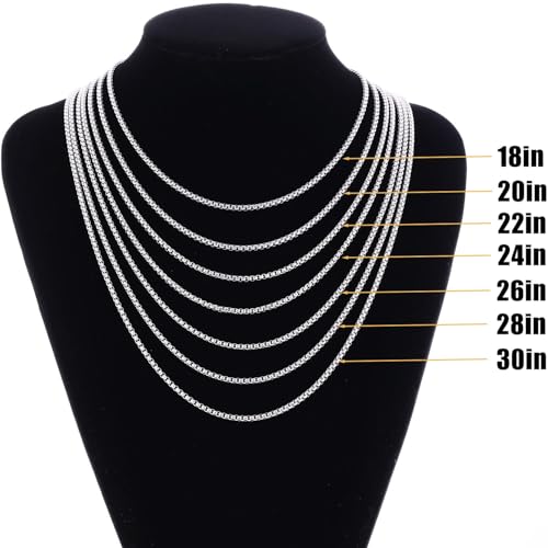 Fiusem Pendant Necklace for Men, Silver Tone Rectangular Pierced Necklace for Mens with 2.5 mm Box Chain, Stainless Steel Bar Chain, 24 Inches - Image 5