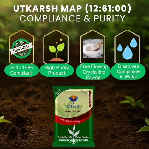 Utkarsh MAP 12 61 00 - Mono Ammonium Phosphate, NPK Fertilizers for Plants Growth & Home Garden | 100% Water Soluble Powder, Foliar Spray Nutrition (250 Gm; Pack of 1) - Image 4