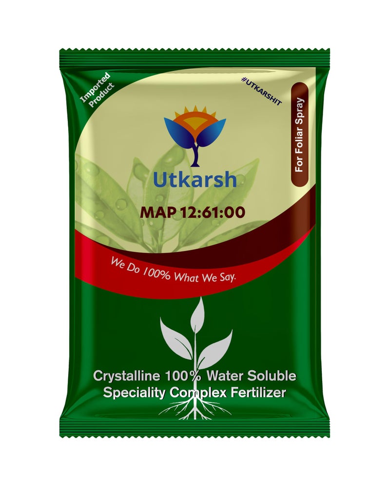 Utkarsh MAP 12 61 00 - Mono Ammonium Phosphate, NPK Fertilizers for Plants Growth & Home Garden | 100% Water Soluble Powder, Foliar Spray Nutrition (250 Gm; Pack of 1) - Image 1