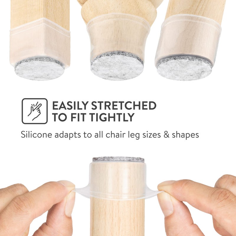Aneaseit Chair Leg Floor Protectors - Felt Bottom Silicone Pads for Hardwood Floors & Furniture Feet - Chair Leg Caps - Rubber Caps for Chairs - Floor Protectors for Furniture - Image 3
