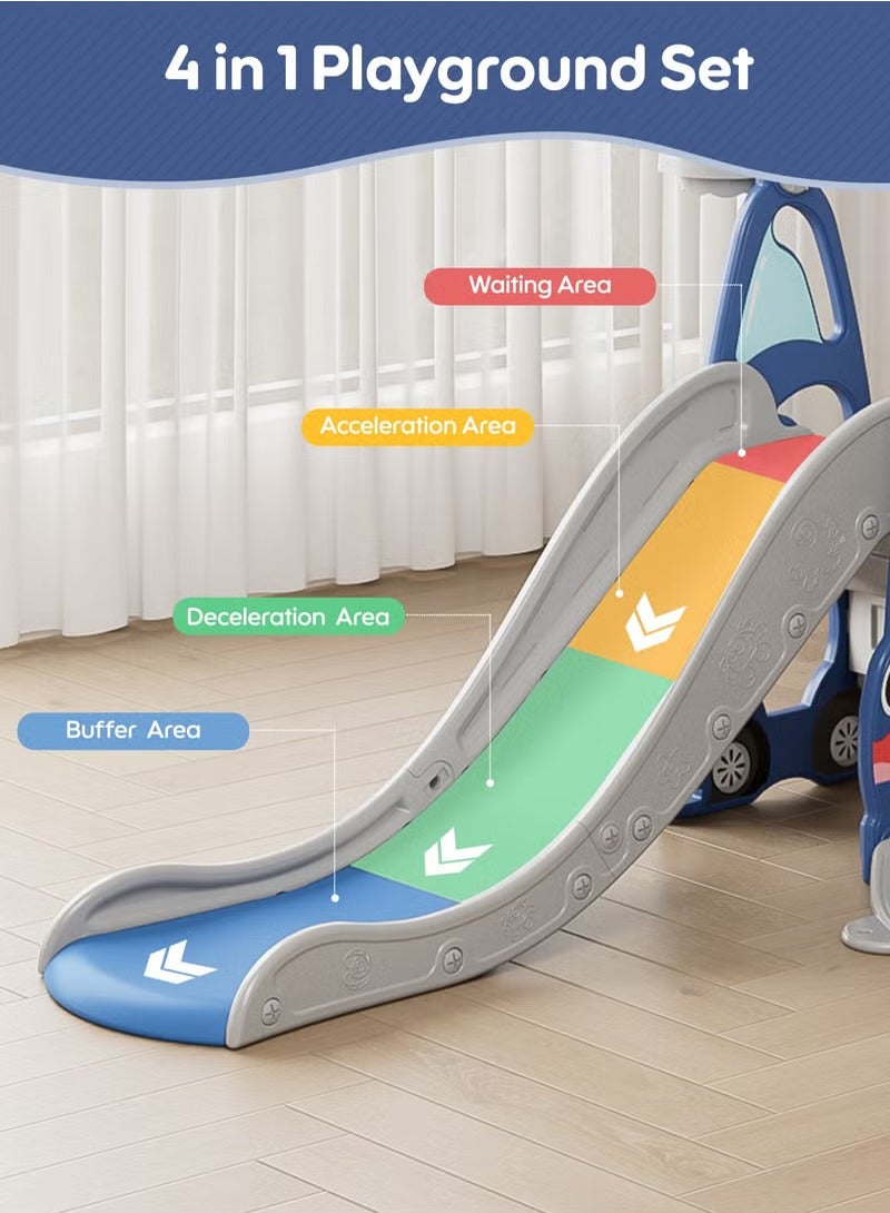 Amoyls 4 in 1 Kids Slide Swing Set with Basketball Hoop Climber Indoor Outdoor Safe Toddler Playground  - Image 3